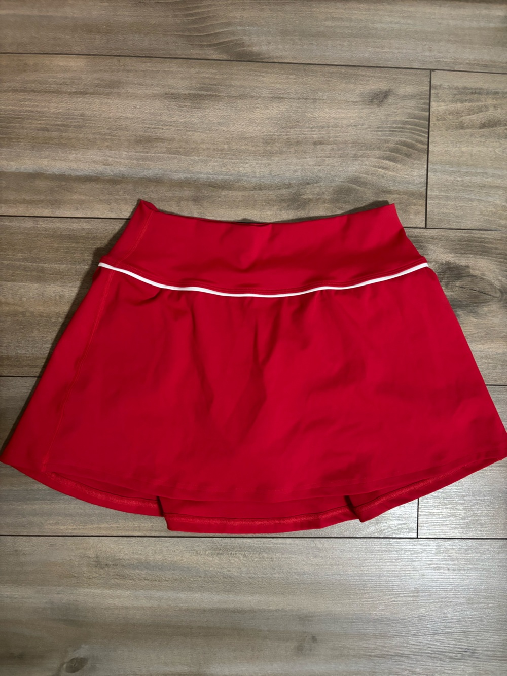 Red Athletic Skirt with White Stripe